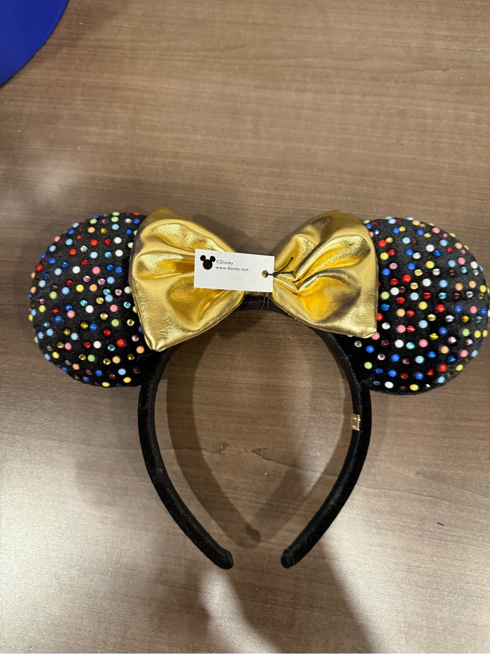 Disney Black Minnie Ears Headband with Gold Bow